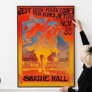 Póster clásico de rock and roll de los años 60 y 70: impresión artística de conciertos, arte mural musical coleccionable, recuerdos musicales