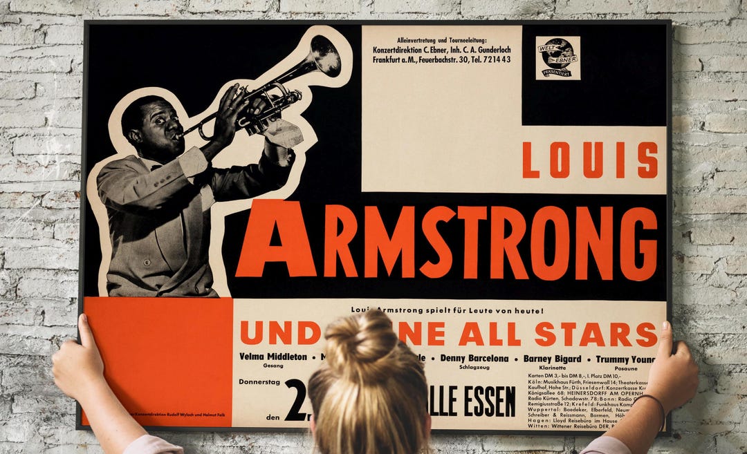 Vintage 1950s Jazz Concert Poster Retro Jazz Band Poster Vintage Wall