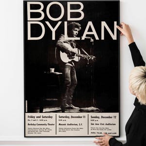 4 carteles de música folclórica de los años 60 y 70, recuerdos de conciertos vintage, decoración de pared clásica, descarga imprimible