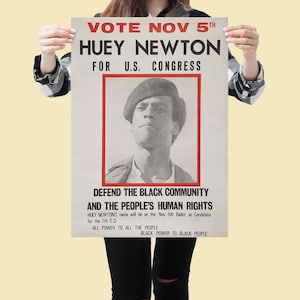 Retro 60s Civil Rights Poster – Huey Newton for U.S. Congress Wall Art PRINTABLE DOWNLOAD