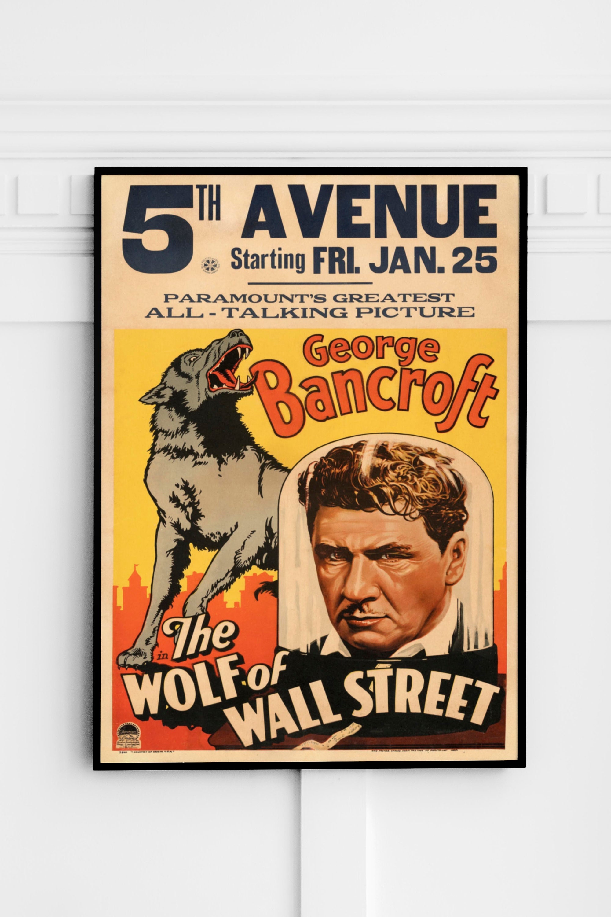 1950 Wood Frame Vintage Poster ポスター The Wolf of Wall Street 1929 Vintage Movie Poster - Etsy