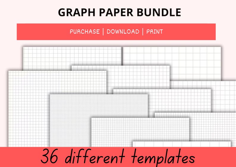 Graph Paper Bundle Printable Graph Grid Paper Templates Graph Pages
