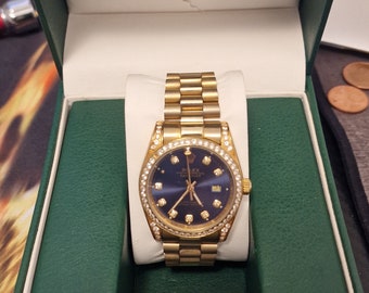 Rolex Datejust 18k goud met aftermarket-diamanten AUTHENTIEK