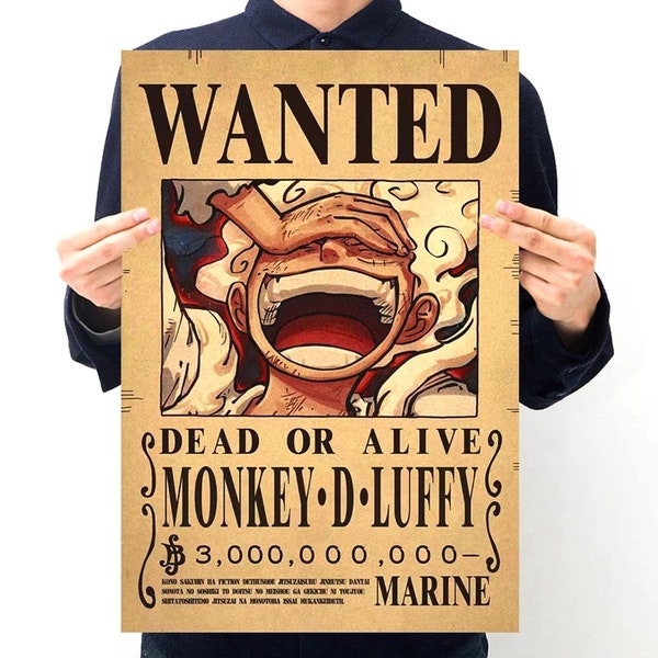 One Piece Aesthetic Bounty Wanted Poster, Anime One Piece Wanted Poster for All Characters, Anime Vintage Living Room Wall Decoration
