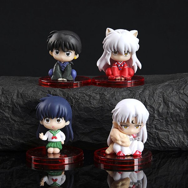 4 Set InuYasha Figure, InuYasha Anime Figures, Kikyo Figure, Sesshoumaru Figure, Kagome Figure, Miroku Figure, Cute InuYasha Action Figure