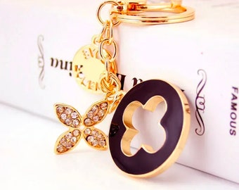 Keychain Black Flower