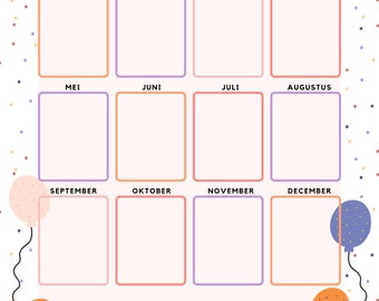 Birthday calendar - one pager