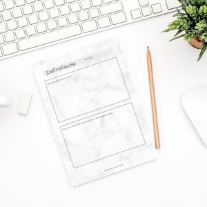 May include: A printable self-reflection worksheet with a marble background. The worksheet has two sections: "What are my strongest points?" and "How can I use these strong points to help achieve my goals?"