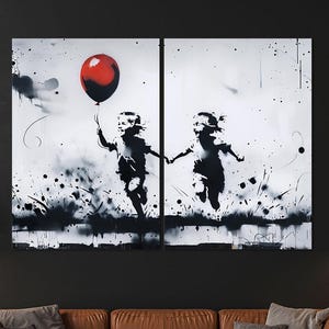 Graffiti Street Art Living Room Wall Decor, Style of Banksy Graffiti Art Canvas Print Home Decor, Modern Framed Canvas Extra Large Decor.