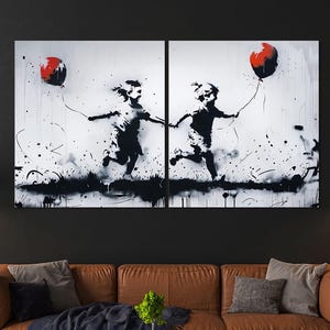 Graffiti Wall Art Living Room Wall Decor, Style of Banksy Graffiti Art Canvas Print Home Decor, Modern Framed Canvas Extra Large Decor.