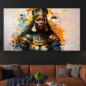 African American Art Canvas Framed Prints, African Woman Art Canvas Modern Living Room Decor, Abstract African Women Extra Large Wall Decor.