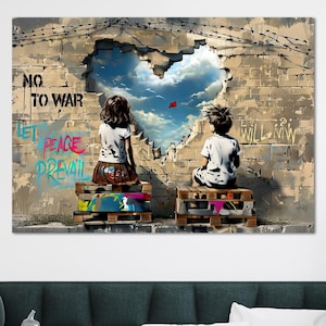 Street Wall Art Living Room Wall Decor, Style of Banksy Graffiti Art Canvas Print Home Decor, Modern Framed Canvas Extra Large Home Decor.