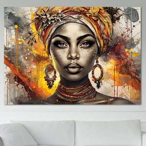 Black Woman Canvas Print Wall Art, Framed Canvas Print Living Room Wall Decor, African American Woman Canvas Print Extra Large Home Decor.