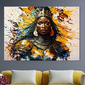 Abstrakte afrikanische Frauen-extra große Wand-Dekor, afrikanische Frauen-Kunst-Leinwand-modernes Wohnzimmer-Dekor, afroamerikanische Kunst-Leinwand gerahmte Drucke.