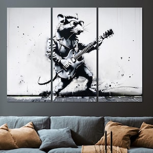 Graffiti Wall Art Living Room Wall Decor, Style of Banksy Graffiti Canvas Print Modern Wall Art, Framed Canvas Print Extra Large Wall Art.
