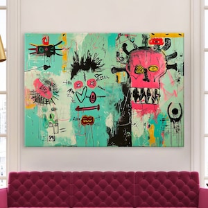 Contemporary Art, Neo Expressionism Canvas Wall Art Living Room, Framed Canvas Print, Extra Large Wall Art, Modern Abstract Art