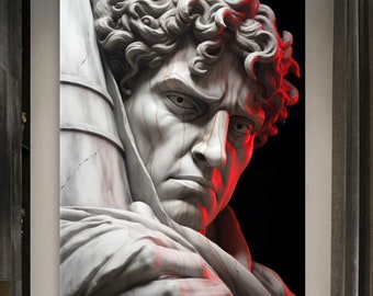 Michelangelo David Sculpture, Canvas Wall Art Print, Extra Large Living Room Decor
