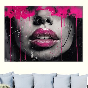 Contemporary Art Canvas Print Modern Wall Decor, Women Face Modern Art Canvas Print Wall Decor, Abstract Portrait Extra Large Framed Canvas.