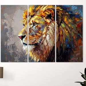 Lion Animal Art Print Office Wall Decor, King Lion Canvas Print Wall Art Living Room Decor, Extra Large Framed Canvas Animal Wall Art Print.