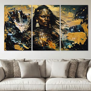 Afrikanische Frau Kunst Leinwand Moderne Wohnzimmer Dekor, Abstrakte Afrikanische Frauen Extra Große Wand-Dekor, Afroamerikanische Kunst Leinwand gerahmte Drucke.