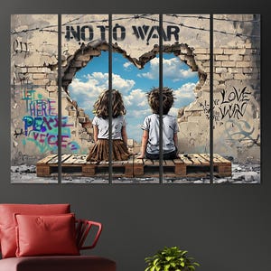 Style of Banksy Graffiti Art Canvas Print Home Decor, Street Wall Art Living Room Wall Decor, Modern Framed Canvas Extra Large Home Decor.