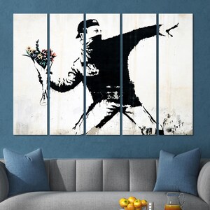 Banksy Graffiti Wall Art Wall Decor, Banksy Graffiti Street Wall Art Canvas Print, Framed Canvas Print, Extra Large Wall Art Canvas Decor.