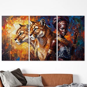 Framed Black Woman Abstract Art Canvas Print, African Woman Art Framed Canvas Print Wall Decor,  African American Art Extra Large Wall Decor