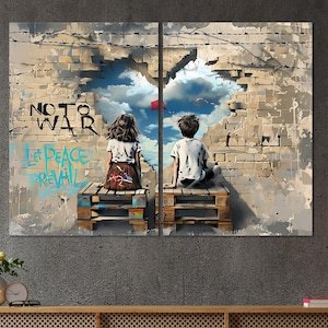 Style of Banksy Graffiti Art Canvas Print Home Decor, Street Wall Art Living Room Wall Decor, Modern Framed Canvas Extra Large Home Decor.