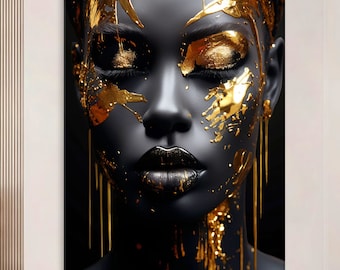 Black Woman Wall Art Print, Vertical Wall Art Living Room Decor, Framed Wall Art Large Wall Decor, Black Wall Art Portrait.