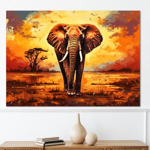 Lienzo artístico enmarcado con elefante abstracto para decoración del hogar, lienzo artístico de elefante abstracto para decoración de pared de sala de estar, decoración de pared con arte animal abstracto.