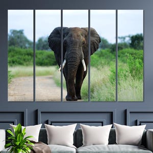 Elephant Canvas Art Animal Wall Decor, Canvas Art Print Elephant Living Room Wall Decor, Elephant Framed Canvas Art Print Animal Home Decor.
