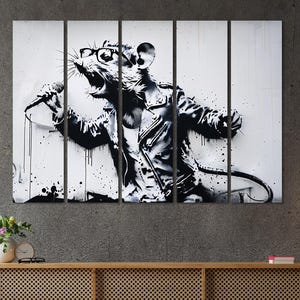 Style of Banksy Graffiti Canvas Print Modern Street Art, Graffiti Wall Art Living Room Wall Decor, Framed Canvas Print Extra Large Wall Art.