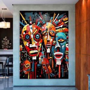 Contemporary Art, Neo Expressionism Canvas Wall Art Living Room, Framed Canvas Print, Extra Large Wall Art, Modern Abstract Art