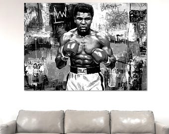 Muhammad Ali canvasafdruk boksmuur kunst cadeau extra groot woonkamer decor, kant-en-klare gestrekte panelen.