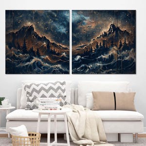 Abstract Art Mountain Canvas Wall Decor, Modern Art Print Landscape Wall Decor, Ready to Hang Canvas Art Print. Extra Large Canvas Decor.