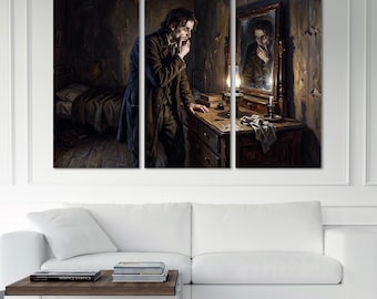 Fyodor Dostoevsky Wall Art, Crime and Punishment Canvas Print, Raskolnikov Literary Artwork Large Decor.