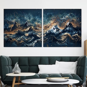 Abstract Art Mountain Canvas Wall Decor, Modern Art Print Landscape Wall Decor, Ready to Hang Canvas Art Print. Extra Large Canvas Decor.