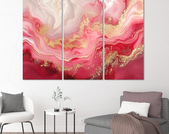 Pink Abstract Wall Art Modern Canvas Print Home Decor, Framed Canvas Print Pink Abstract Art Room Wall Decor, Abstract Art Pink Dorm Decor