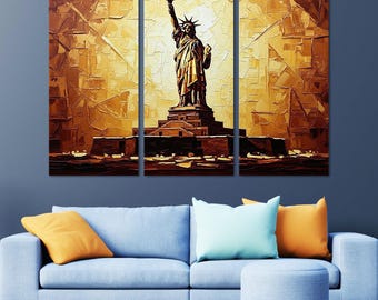 Estatua de la Libertad de Estados Unidos, impresión en lienzo para pared, decoración extragrande para sala de estar.