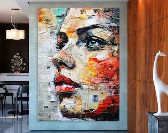 Woman Canvas Wall Art Living Room Decor, Abstract Print, Abstract Woman Art, Modern Canvas Print, Extra Large Wall Art