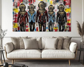 Pop Art Graffiti Stretched Canvas Print Extra Large Horizontal Living Room Decor.