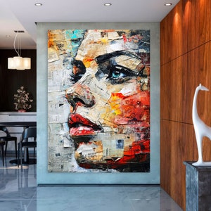 Frau Leinwanddruck, Wohnzimmer Dekor, Abstrakter Druck, Abstrakte Frau Kunst, Moderne Leinwand Druck, Extra Große Wandkunst