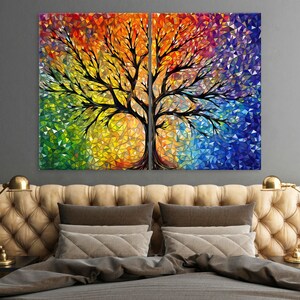 Abstract Tree Print on Canvas, Modern Canvas Wall Art Living Room ...