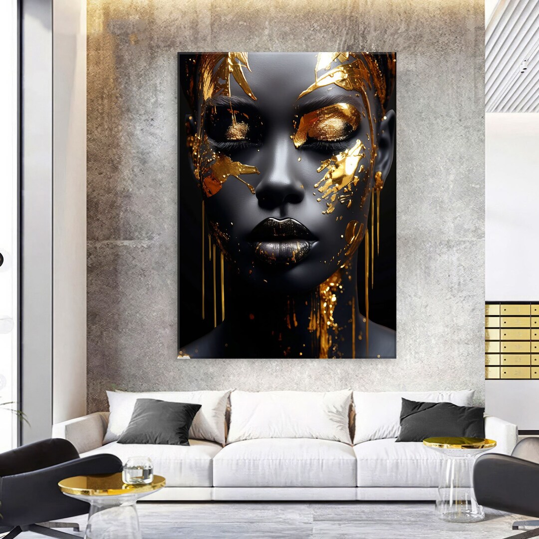 Black Woman Wall Art, Modern Canvas Wall Art Living Room Decor, African
