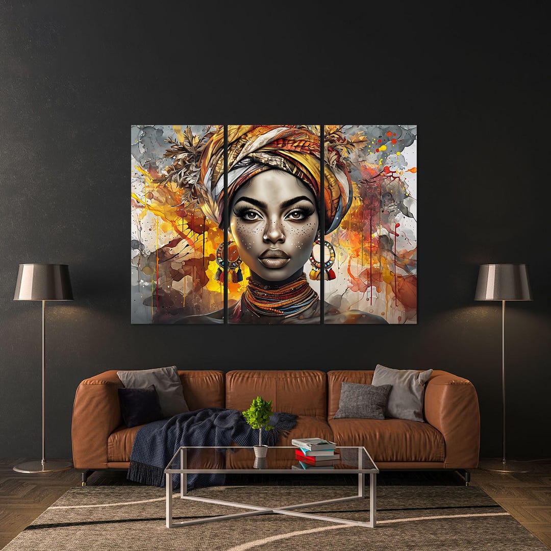 Black Woman Wall Art African American Canvas Print, Extra Large Living ...