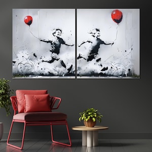 Style of Banksy Graffiti Art Canvas Print Home Decor, Graffiti Street Art Living Room Wall Decor, Modern Framed Canvas Extra Large Decor.