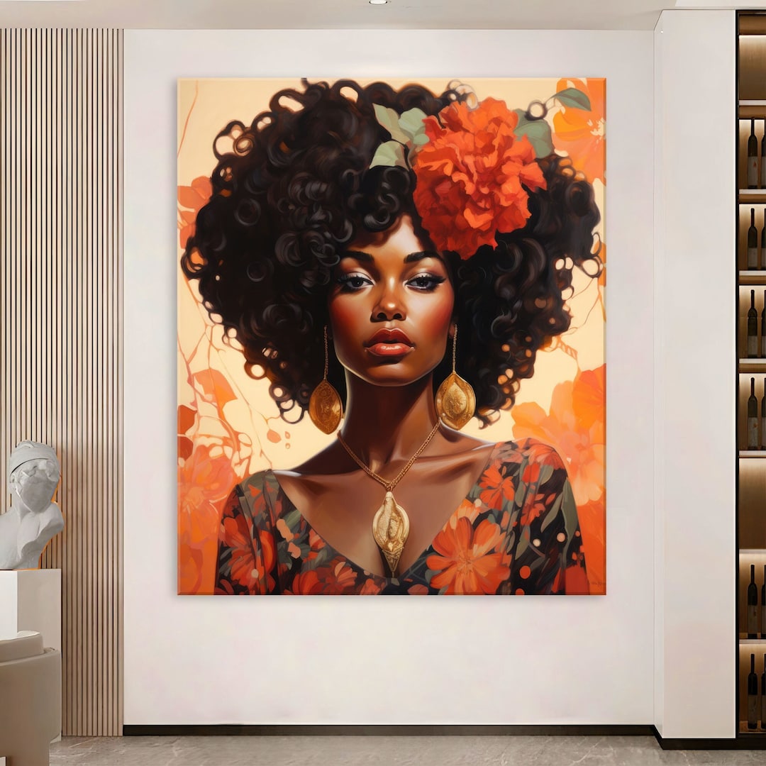 Black Woman Art, Modern Canvas Wall Art Living Room, Abstract Canvas ...