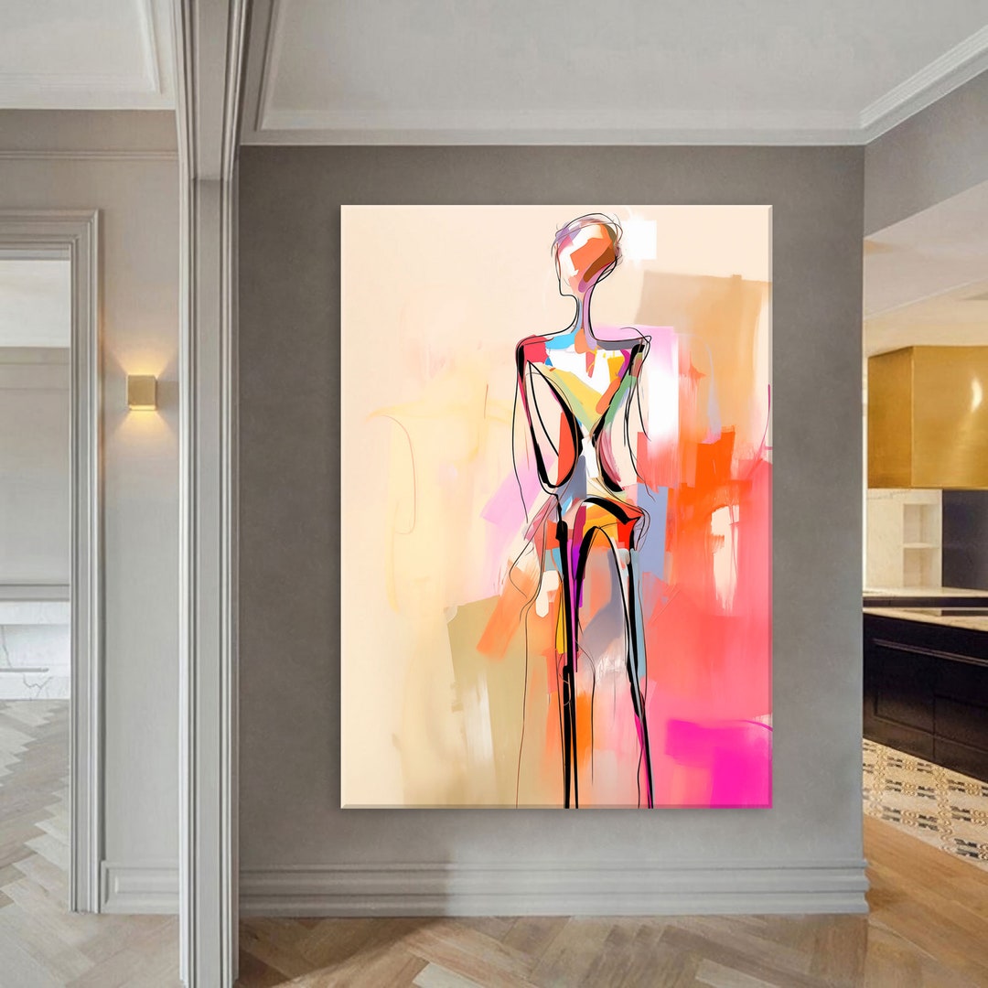 Abstract Art Woman Canvas Print Extra Large Vertical Living Room Wall ...