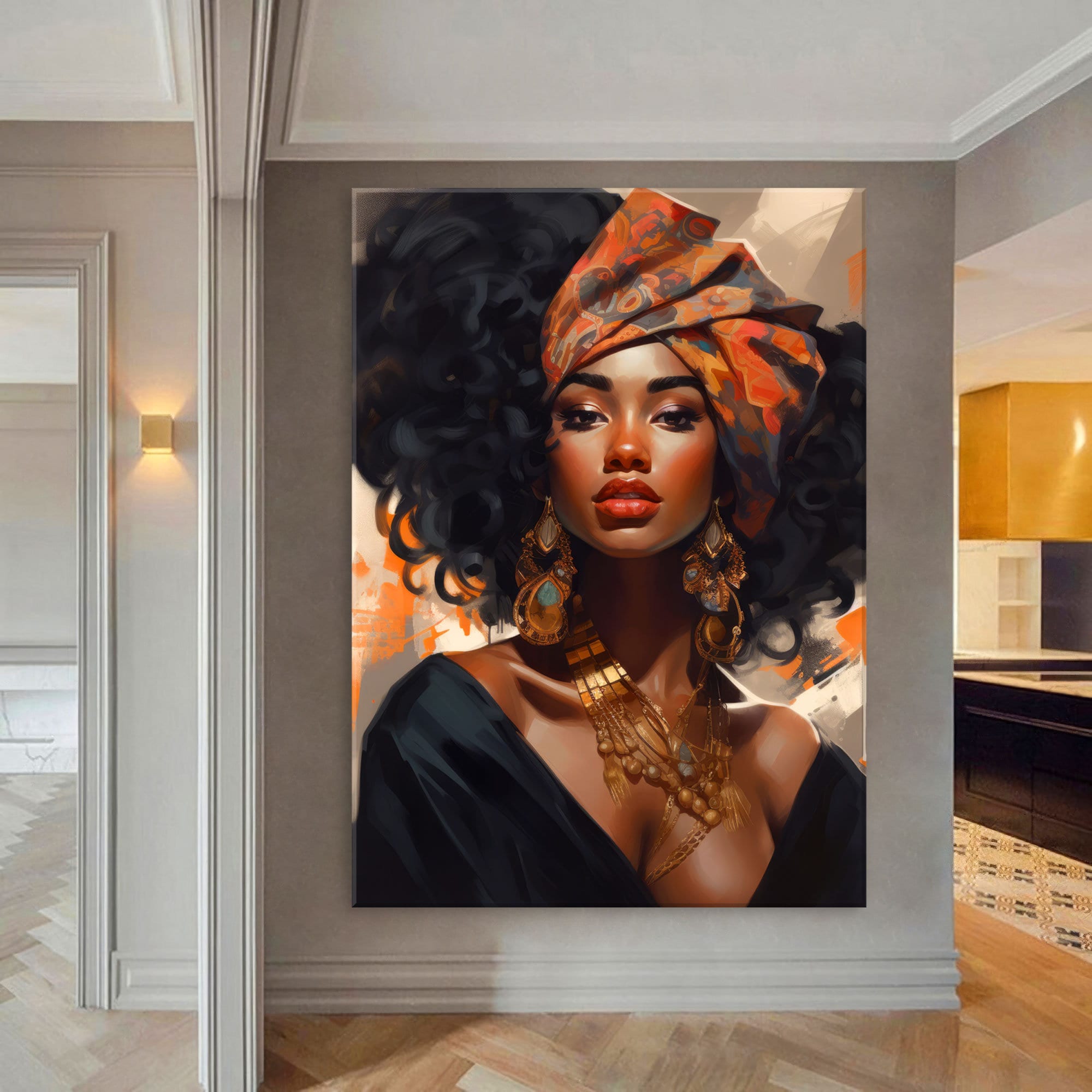 African Woman Canvas Wall Art Living Room, Black Woman Art, Modern ...