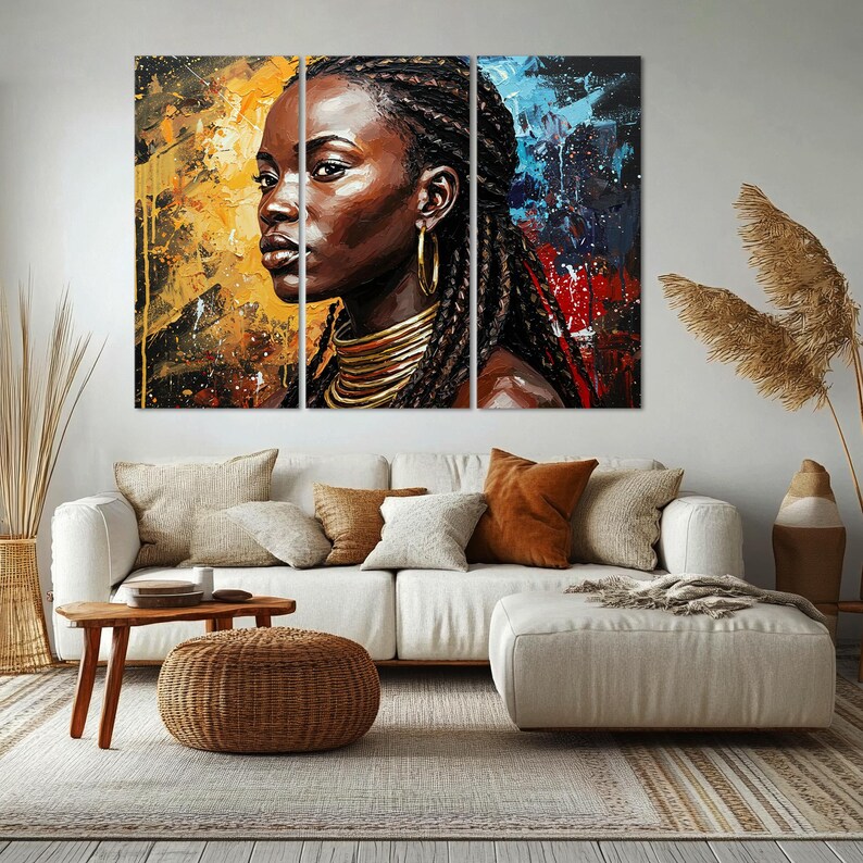African American Art Extra Large Wall Decor, Black Woman Framed Canvas ...